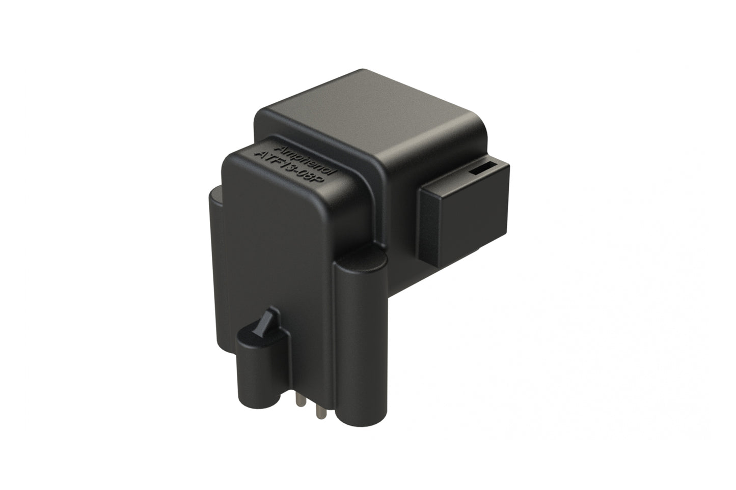 ATF13-08PB-BM33 Board Mount Header, Right Angle, AT, 8 Pin, 3X Self-Threading, Extended Height, Tin Plated Contacts, Keyed B, Black