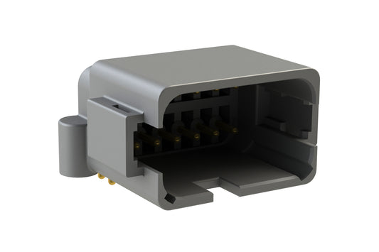 ATF13-12PA-BM11 Board Mount Header, Right Angle, AT, 12 Pin, A-key, Self-Threading, Gold Plated Contacts. DTF13-12PA-G003