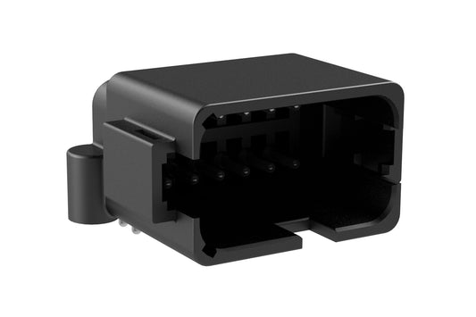 ATF13-12PB-BM13 Board Mount Header, Right Angle, AT, 12 Pin, B-key, Self-Threading, Tin Plated Contacts. DTF13-12PB