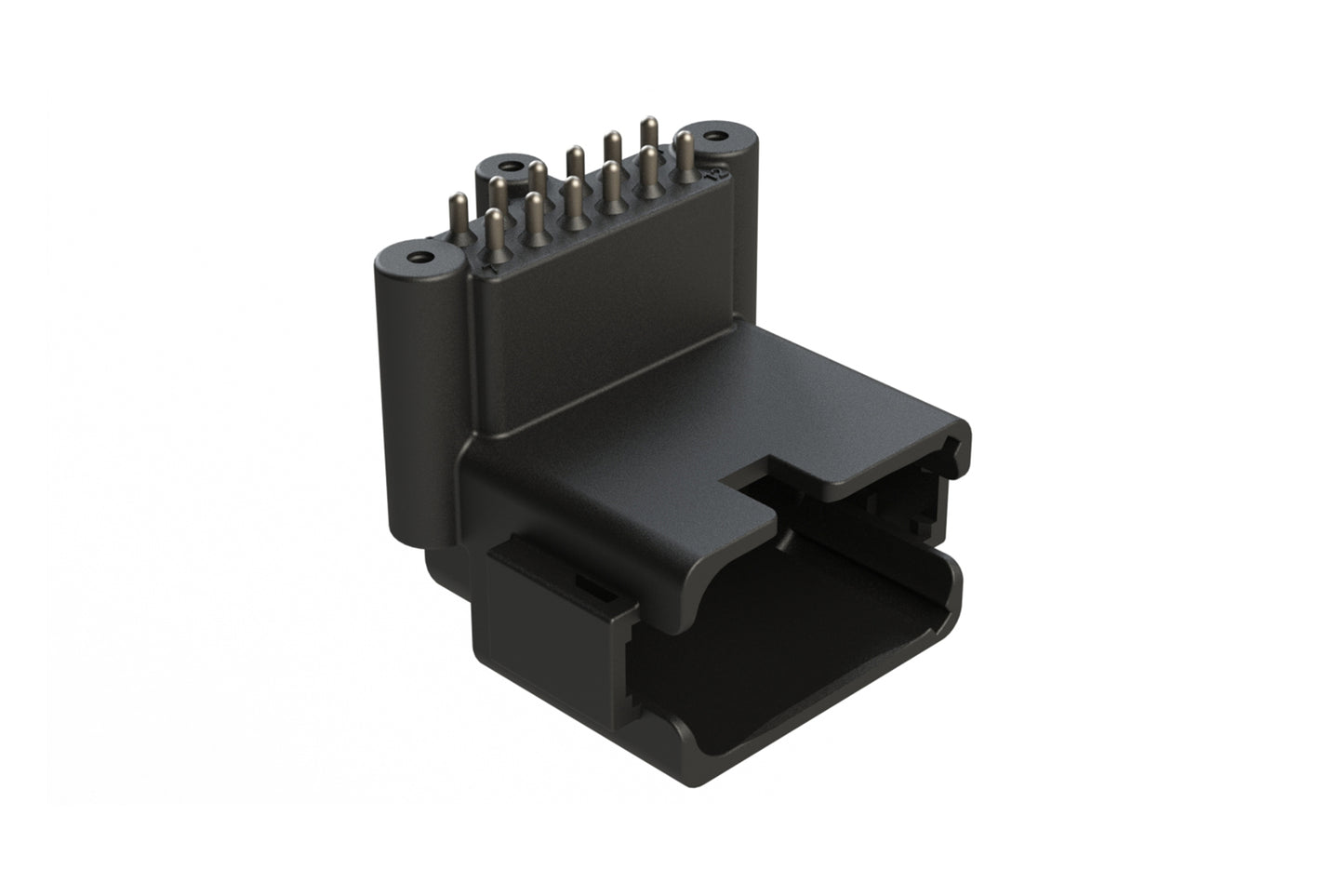 ATF13-12PB-BM33 Board Mount Header, Right Angle, AT, 12 Pin, B-key, 3X Self-Threading, Extended Height, Tin Plated Contacts