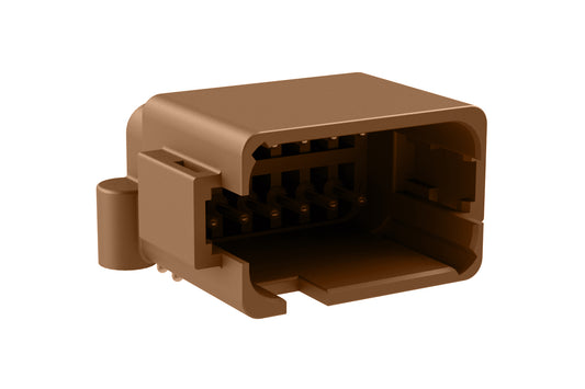 ATF13-12PD-BM13 Board Mount Header, Right Angle, AT, 12 Pin, D-key, Self-Threading, Tin Plated Contacts. DTF13-12PD