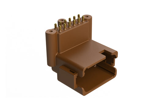 ATF13-12PD-BM31 Board Mount Header, Right Angle, AT, 12 Pin, D-key, 3X Self-Threading, Extended Height, Gold Plated Contacts