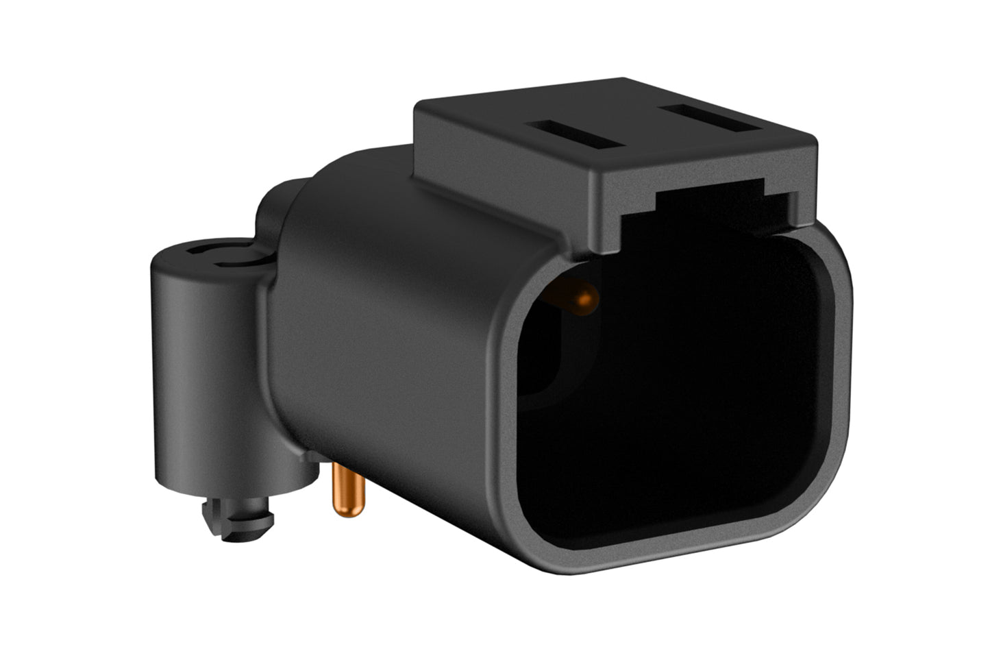 ATF13-2P-BM02 Board Mount Header, Right Angle, AT, 2 Pin, Snap Fit, Gold Plate