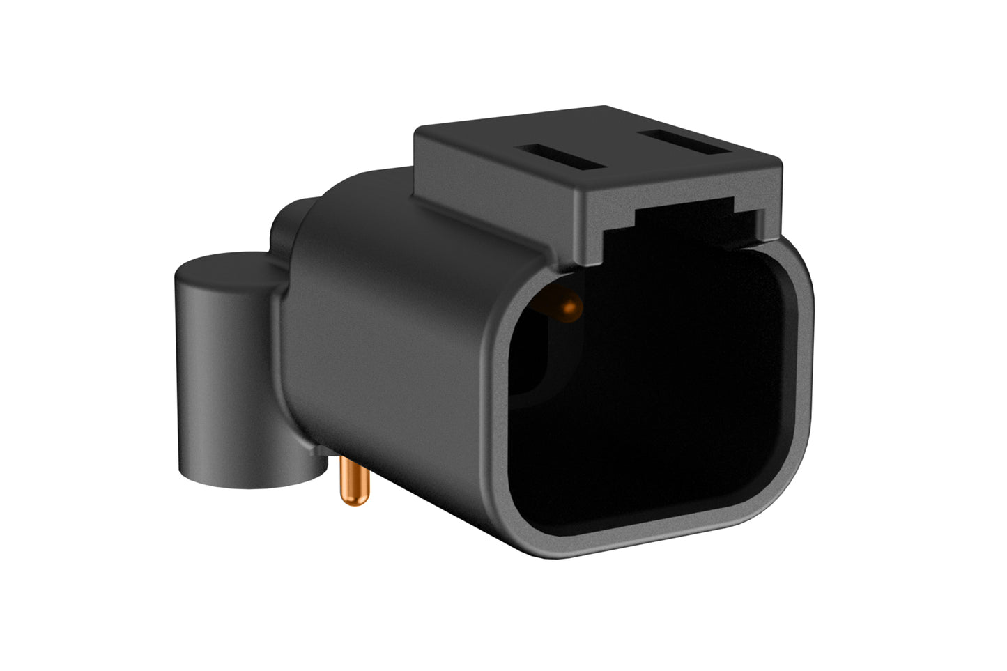 ATF13-2P-BM11 Board Mount Header, Right Angle, AT, 2 Pin, Self-Threading, Gold Plated Contacts