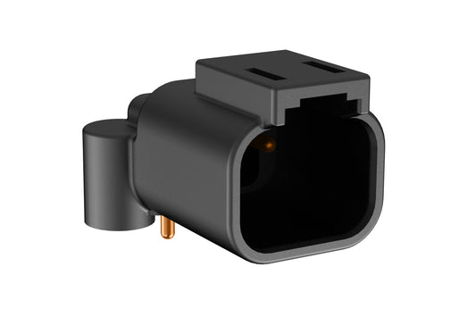 ATF13-2P-BM11 Board Mount Header, Right Angle, AT, 2 Pin, Self-Threading, Gold Plated Contacts