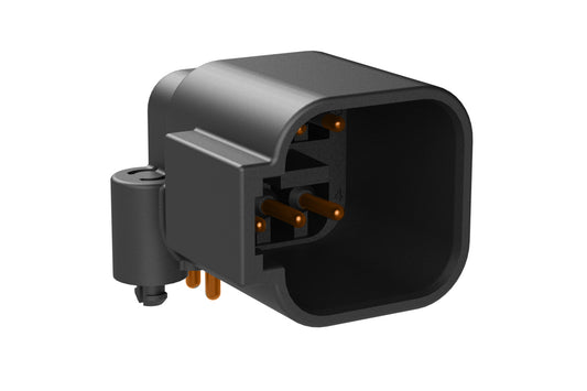 ATF13-6P-BM01 Board Mount Header, Right Angle, AT, 6 Pin, Snap Fit, Gold Plate