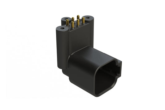 ATF13-6P-BM31 Board Mount Header, Right Angle, AT, 6 Pin, 3X Self-Threading, Extended Height, Gold Plated Contacts