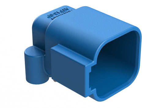 ATF13-6P2-BM11BLU Board Mount Header, Right Angle, AT, 6 Pin, Self-Threading, Gold Plated Contacts, P2 key. DTF13-6P2-G003