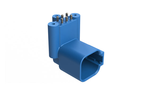 ATF13-6P2-BM33BLU Board Mount Header, Right Angle, AT, 6 Pin, 3X Self-Threading, Extended Height, Tin Plated Contacts, P2 key