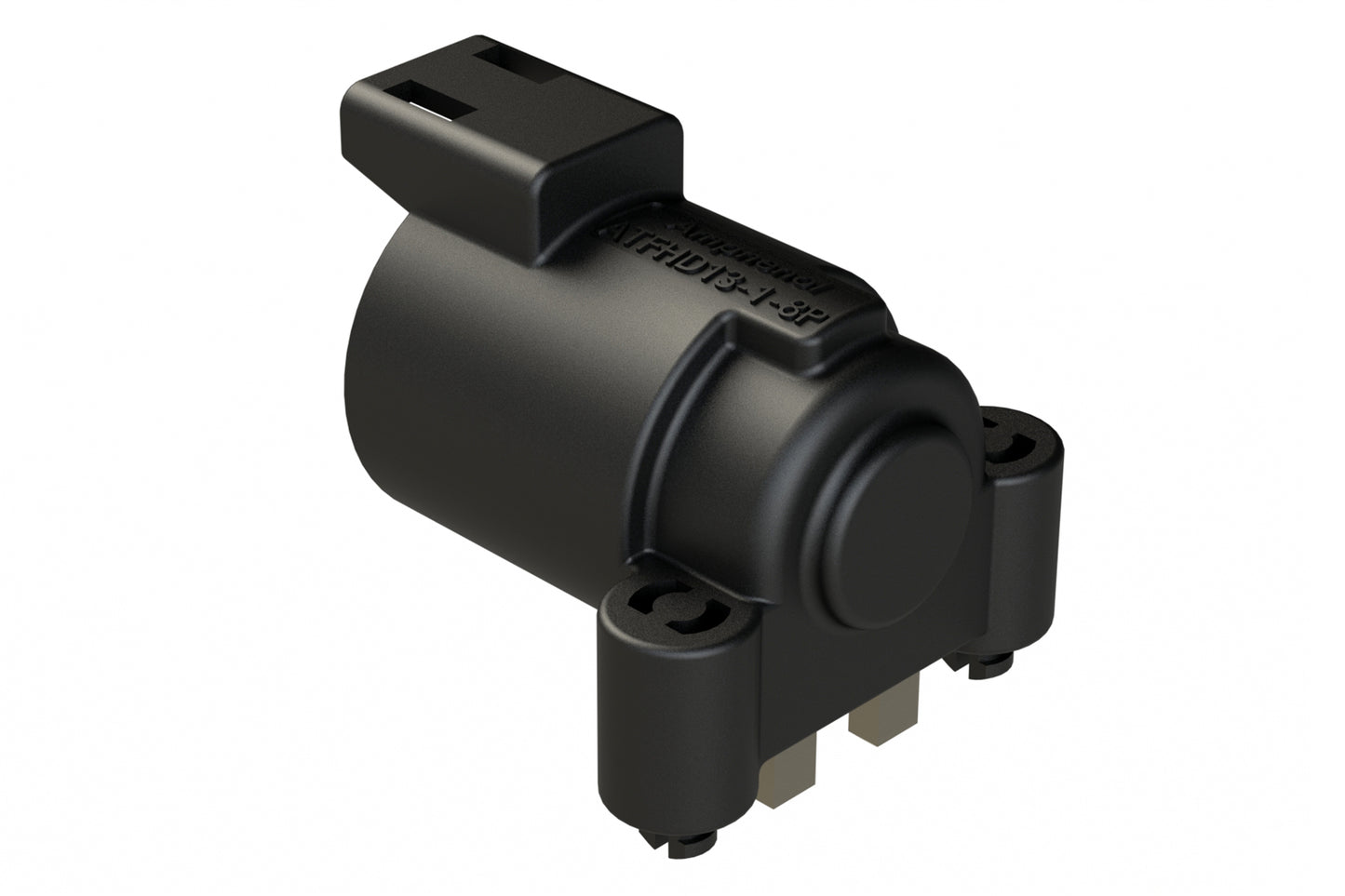 ATFHD13-1-8P-BM01 1 Position, Right Angle Board Mount Receptacle, Pin, Snap Fit, Gold Plated Size 8 Contact