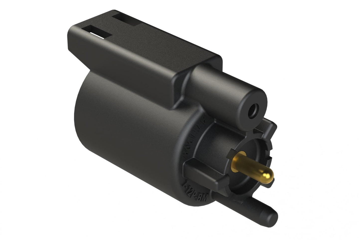 ATHD04-1-12P-BM11 Single Pole Receptacle, Pin, Size 12 Contact, Self-Threading, Gold Plated, Black