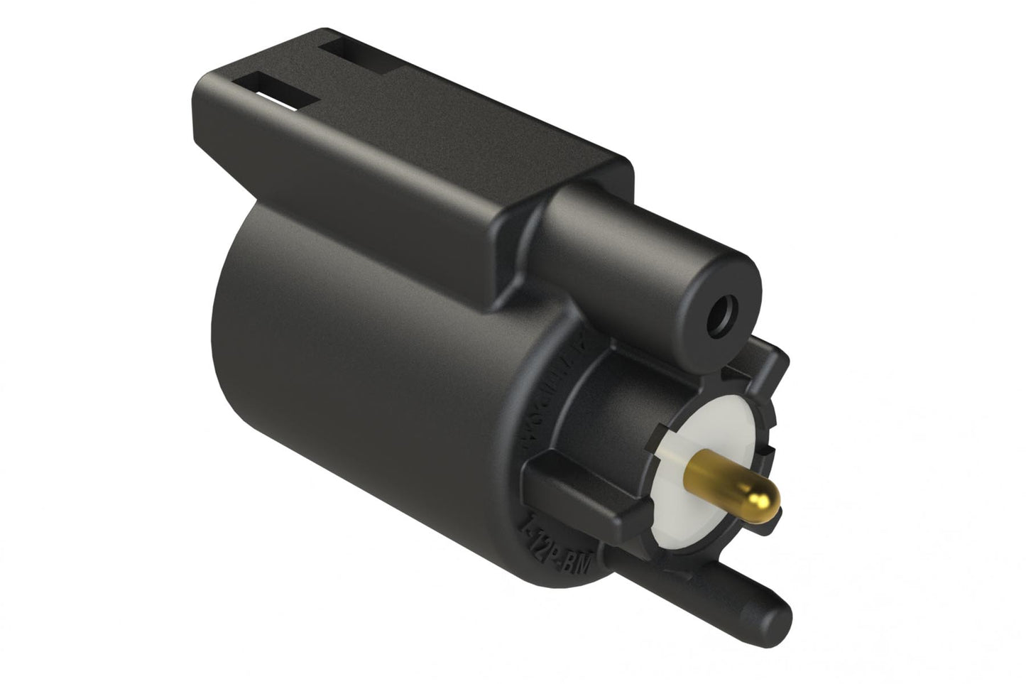 ATHD04-1-12P-BM12 Single Pole Receptacle, Pin, Size 12 Contact,Self-Threading, Gold Plated, Potting, Black