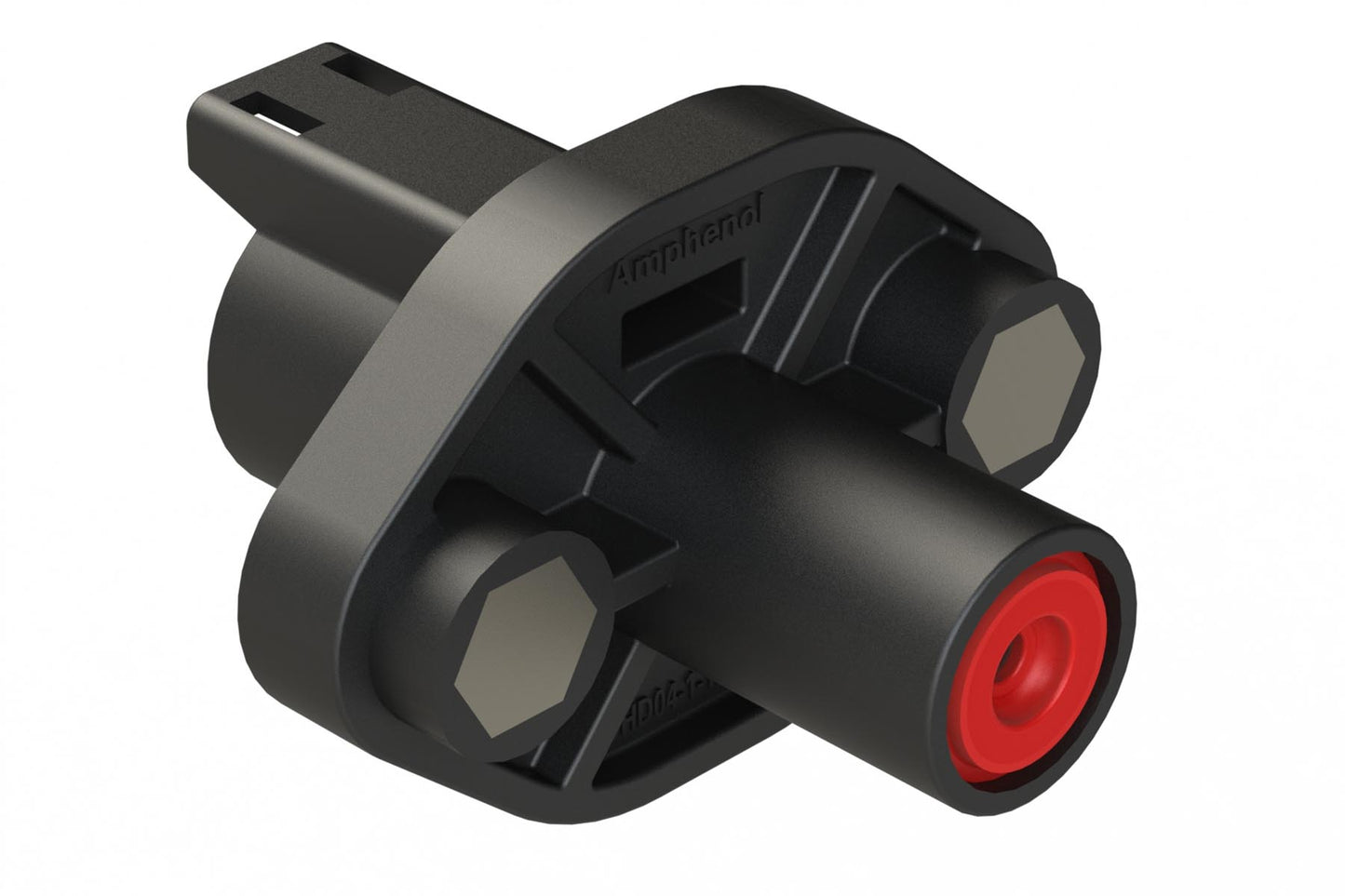 ATHD04-1-12P-PM05 Single Pole, Receptacle, Pin, Size 12, Flange Mount, Threaded Insert, Black