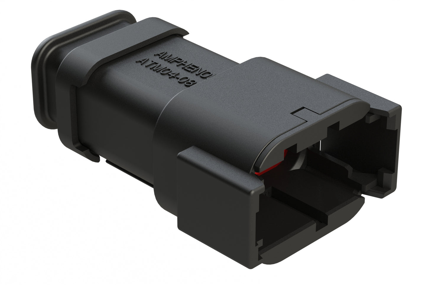 ATM04-08PB-SR1BK 8 Position, Receptacle, Pin, Standard Diameter Rear Seal (Red), SR01 Strain Relief, Keyed B, Black Body (Requires Wedgelock AWM-8P.). DTM04-08PB-E007