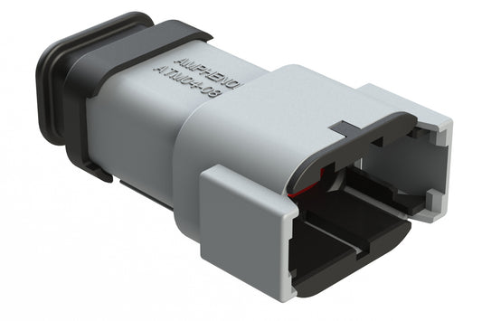 ATM04-08PB-SR1GY 8 Position, Receptacle, Pin, Standard Diameter Rear Seal (Red), SR01 Strain Relief, Keyed B, Grey Body (Requires Wedgelock AWM-8P.)