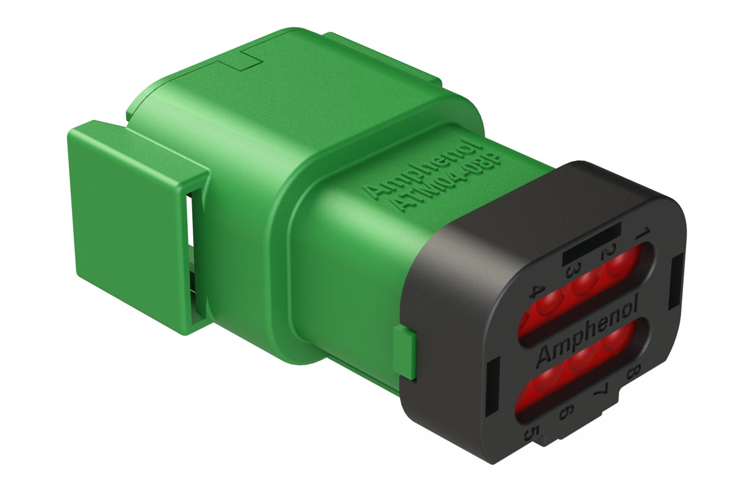 ATM04-08PC-SF1GN 8 Position Receptacle, Pin, Keyed C, Snap-Fit End Cap, Green. DTM04-08PC-E003