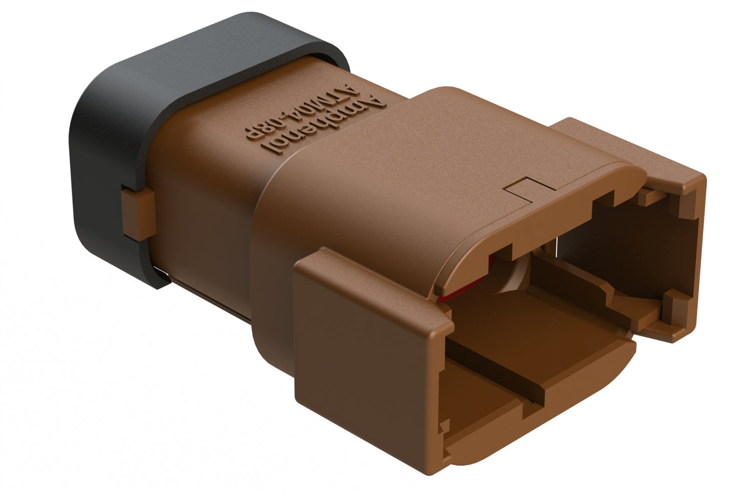ATM04-08PD-SF1BN 8 Position Receptacle, Pin, Keyed D, Snap-Fit End Cap, Brown. DTM04-08PD-E003