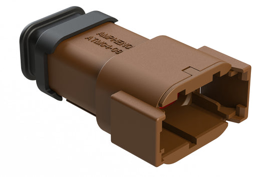 ATM04-08PD-SR1BN 8 Position, Receptacle, Pin, Standard Diameter Rear Seal (Red), SR01 Strain Relief, Keyed D, Brown body (Requires Wedgelock AWM-8P.). DTM04-08PD-E007