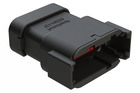 ATM04-12PA-SF1BK 12 Position Receptacle, Pin, Keyed A, Snap-Fit End Cap, Black. DTM04-12PA-E005