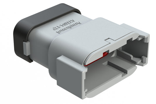 ATM04-12PA-SF1GY 12 Position Receptacle, Pin, Keyed A, Snap-Fit End Cap, Grey. DTM04-12PA-E003