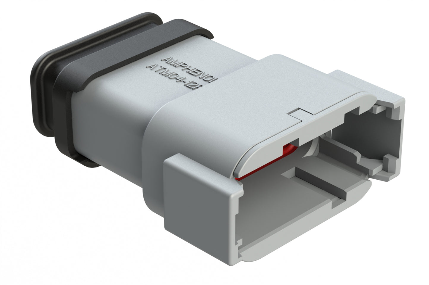 ATM04-12PA-SR1GY 12 Position, Receptacle, Pin, Standard Diameter Rear Seal (Red), SR01 Strain Relief, Keyed A, Grey Body (Requires Wedgelock AWM-12P.). DTM04-12PA-E007