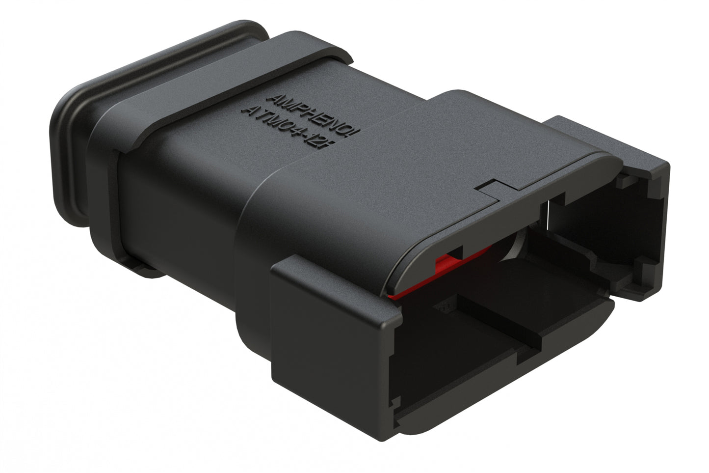ATM04-12PB-SR1BK 12 Position, Receptacle, Pin, Standard Diameter Rear Seal (Red), SR01 Strain Relief, Keyed B, Black Body (Requires Wedgelock AWM-12P.). DTM04-12PB-E007
