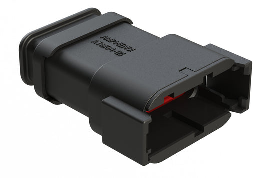 ATM04-12PB-SR1BK 12 Position, Receptacle, Pin, Standard Diameter Rear Seal (Red), SR01 Strain Relief, Keyed B, Black Body (Requires Wedgelock AWM-12P.). DTM04-12PB-E007
