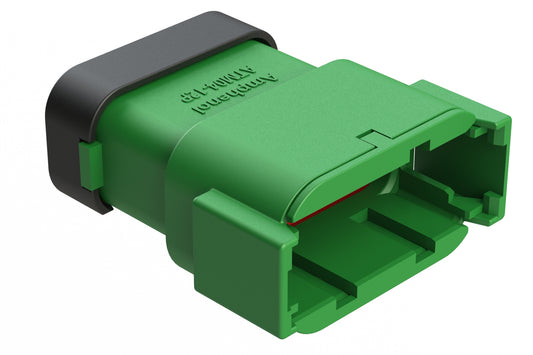 ATM04-12PC-SF1GN 12 Position Receptacle, Pin, Keyed C, Snap-Fit End Cap, Green. DTM04-12PC-E003