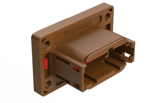 ATM04-12PD-PM31 12 Position Panel Mount Receptacle, Pin, Front Mount, 4 Hole Flange, Keyed D, Brown. 1-2303064-4