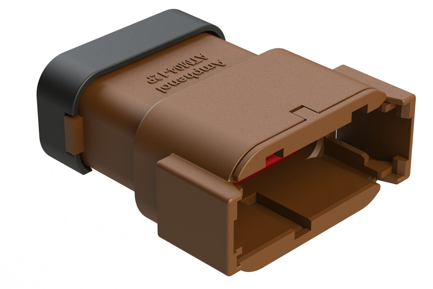 ATM04-12PD-SF1BN 12 Position Receptacle, Pin, Keyed D, Snap-Fit End Cap, Brown. DTM04-12PD-E003