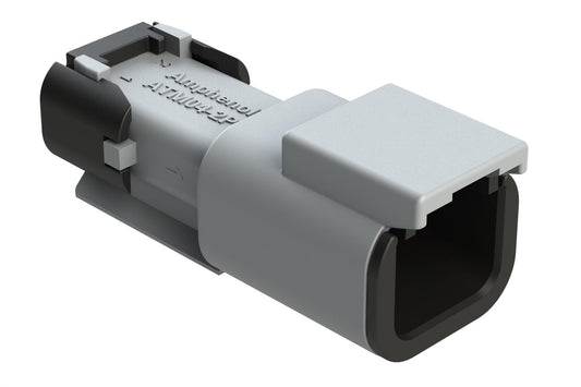 ATM04-2P-SF01 2 Position Receptacle, Pin, Snap-Fit End Cap, Grey. DTM04-2P-E003