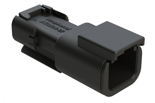 ATM04-2P-SF01BLK 2 Position Receptacle, Pin, Snap-Fit End Cap, Black. DTM04-2P-E005