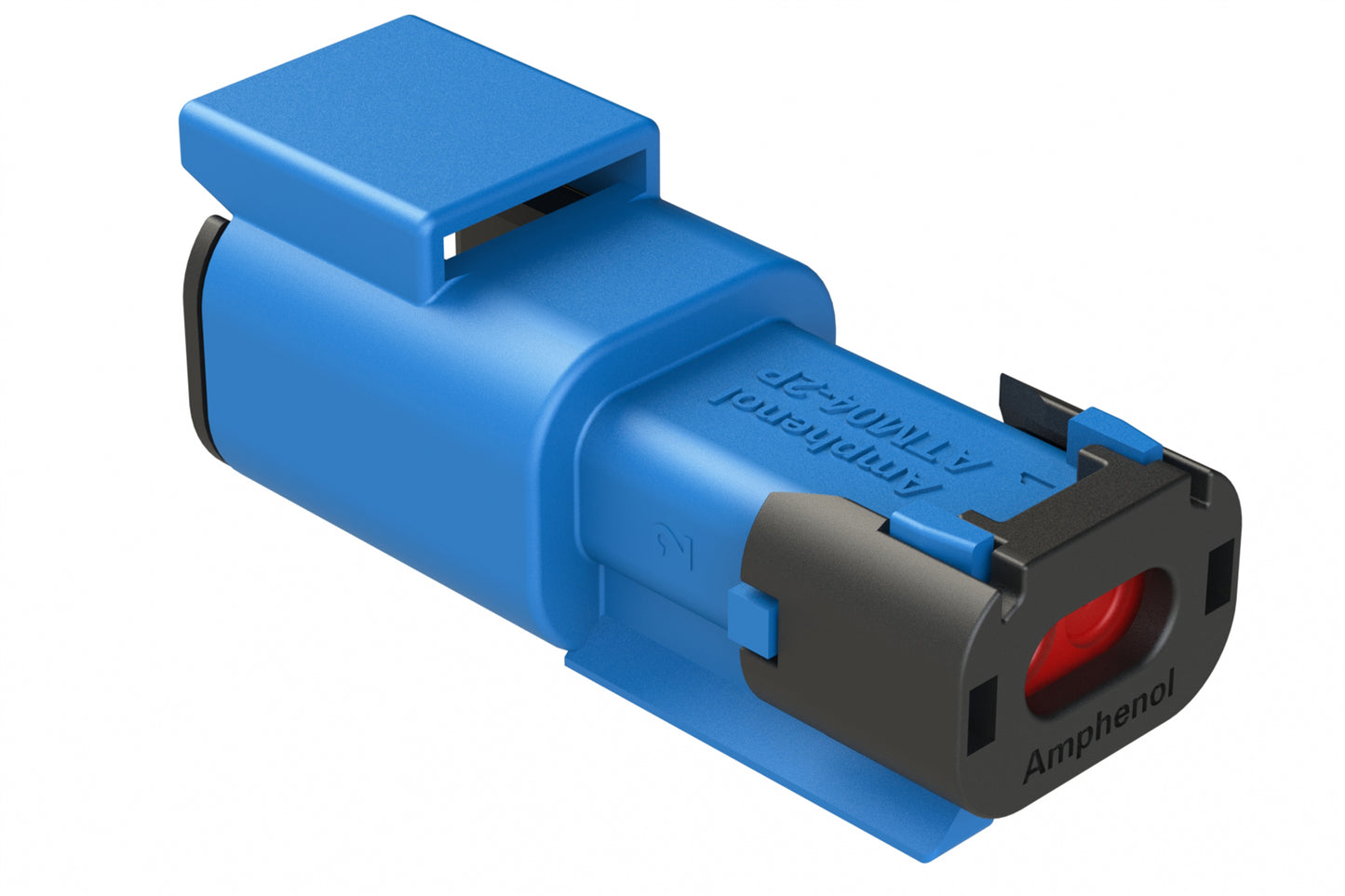 ATM04-2P-SF01BLU 2 Position Receptacle, Pin, Snap-Fit End Cap, Blue
