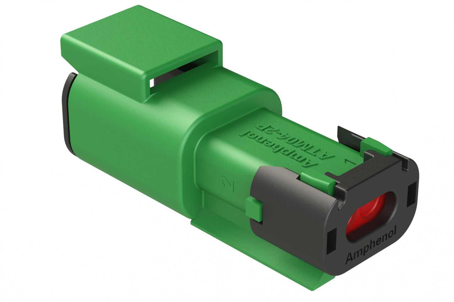 ATM04-2P-SF01GRN 2 Position Receptacle, Pin, Snap-Fit End Cap, Green