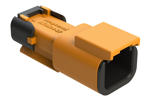 ATM04-2P-SF01ORG 2 Position Receptacle, Pin, Snap-Fit End Cap, Orange