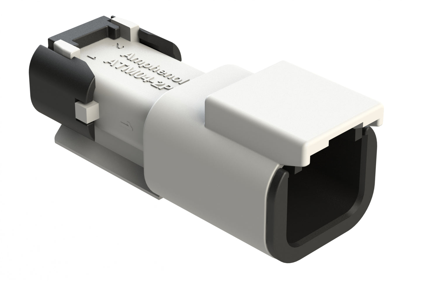 ATM04-2P-SF01WHT 2 Position Receptacle, Pin, Snap-Fit End Cap, White