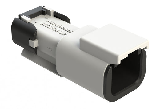 ATM04-2P-SF01WHT 2 Position Receptacle, Pin, Snap-Fit End Cap, White