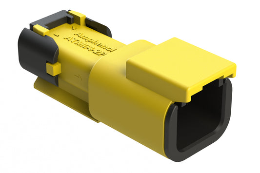 ATM04-2P-SF01YEL 2 Position Receptacle, Pin, Snap-Fit End Cap, Yellow