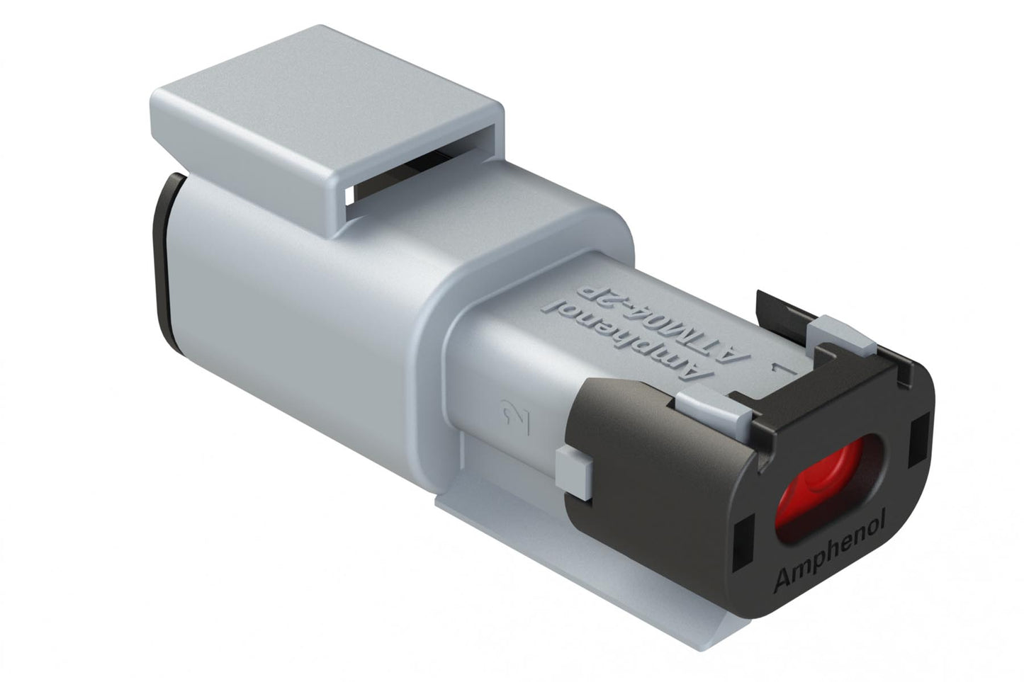 ATM04-2P-SF01 2 Position Receptacle, Pin, Snap-Fit End Cap, Grey. DTM04-2P-E003