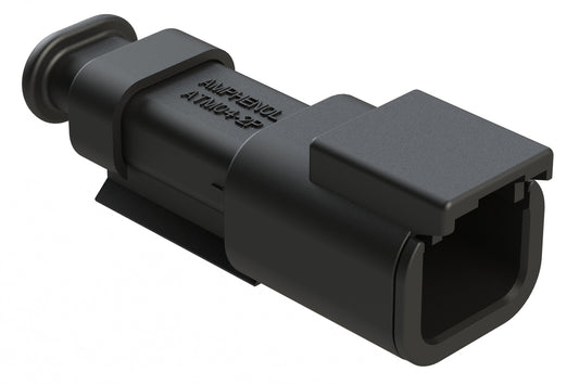 ATM04-2P-SR01BK 2 Position, Receptacle, Pin, Standard Diameter Rear Seal (Red), SR01 Strain Relief, Black Body (Requires Wedgelock AWM-2P.). DTM04-2P-EE03