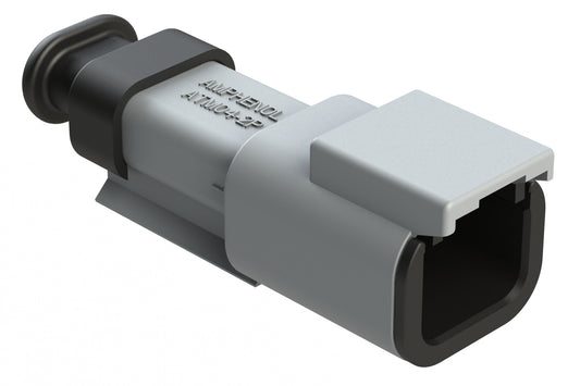 ATM04-2P-SR01GY 2 Position, Receptacle, Pin, Standard Diameter Rear Seal (Red), SR01 Strain Relief, Grey Body (Requires Wedgelock AWM-2P.). DTM04-2P-E007