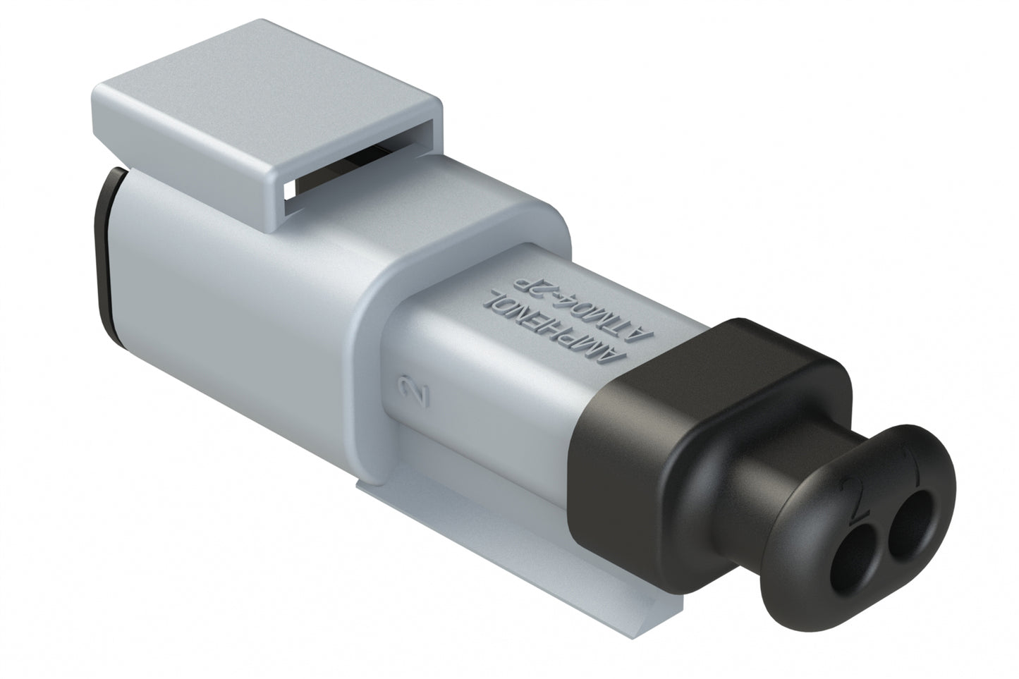 ATM04-2P-SR01GY 2 Position, Receptacle, Pin, Standard Diameter Rear Seal (Red), SR01 Strain Relief, Grey Body (Requires Wedgelock AWM-2P.). DTM04-2P-E007