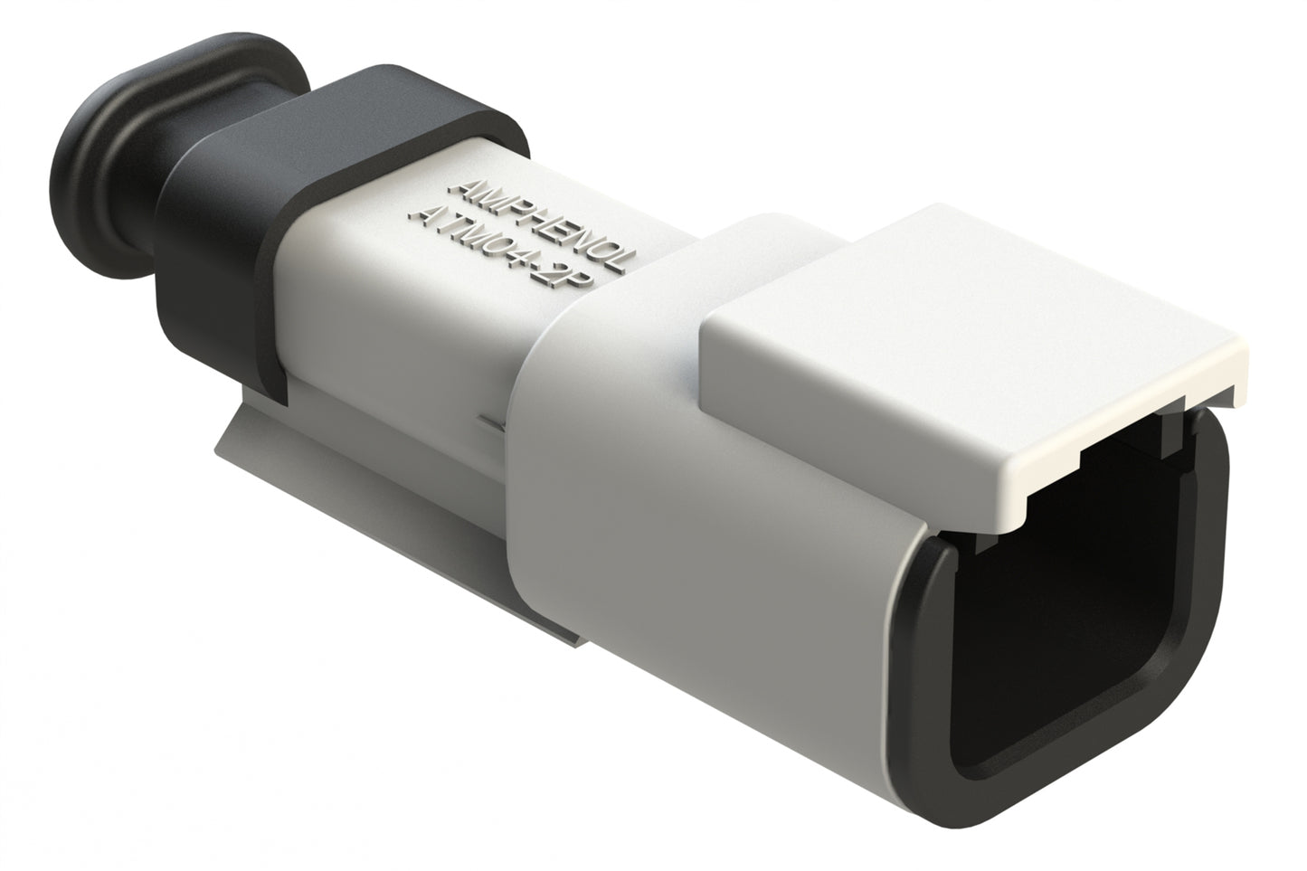 ATM04-2P-SR01WT 2 Position, Receptacle, Pin, Standard Diameter Rear Seal (Red), SR01 Strain Relief, White Body (Requires Wedgelock AWM-2P.)