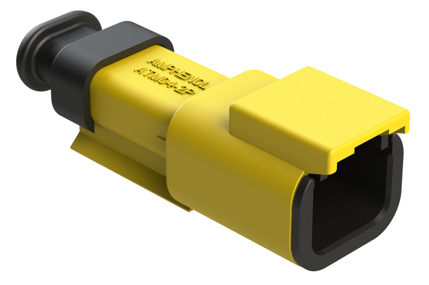 ATM04-2P-SR01YL 2 Position, Receptacle, Pin, Standard Diameter Rear Seal (Red), SR01 Strain Relief, Yellow Body (Requires Wedgelock AWM-2P.)