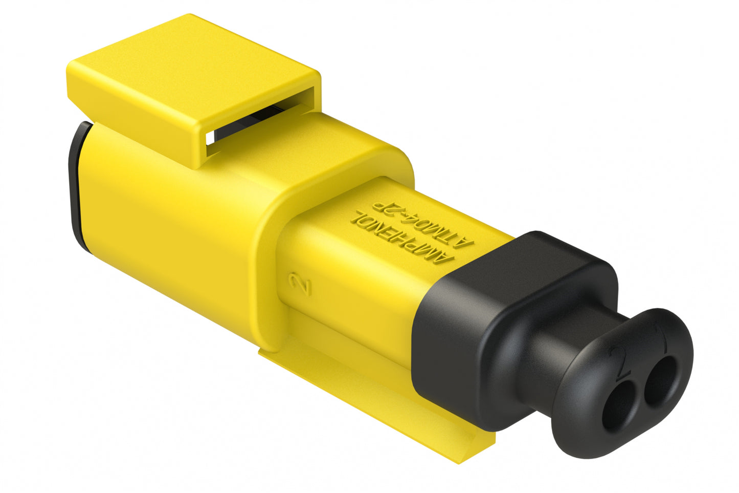 ATM04-2P-SR01YL 2 Position, Receptacle, Pin, Standard Diameter Rear Seal (Red), SR01 Strain Relief, Yellow Body (Requires Wedgelock AWM-2P.)