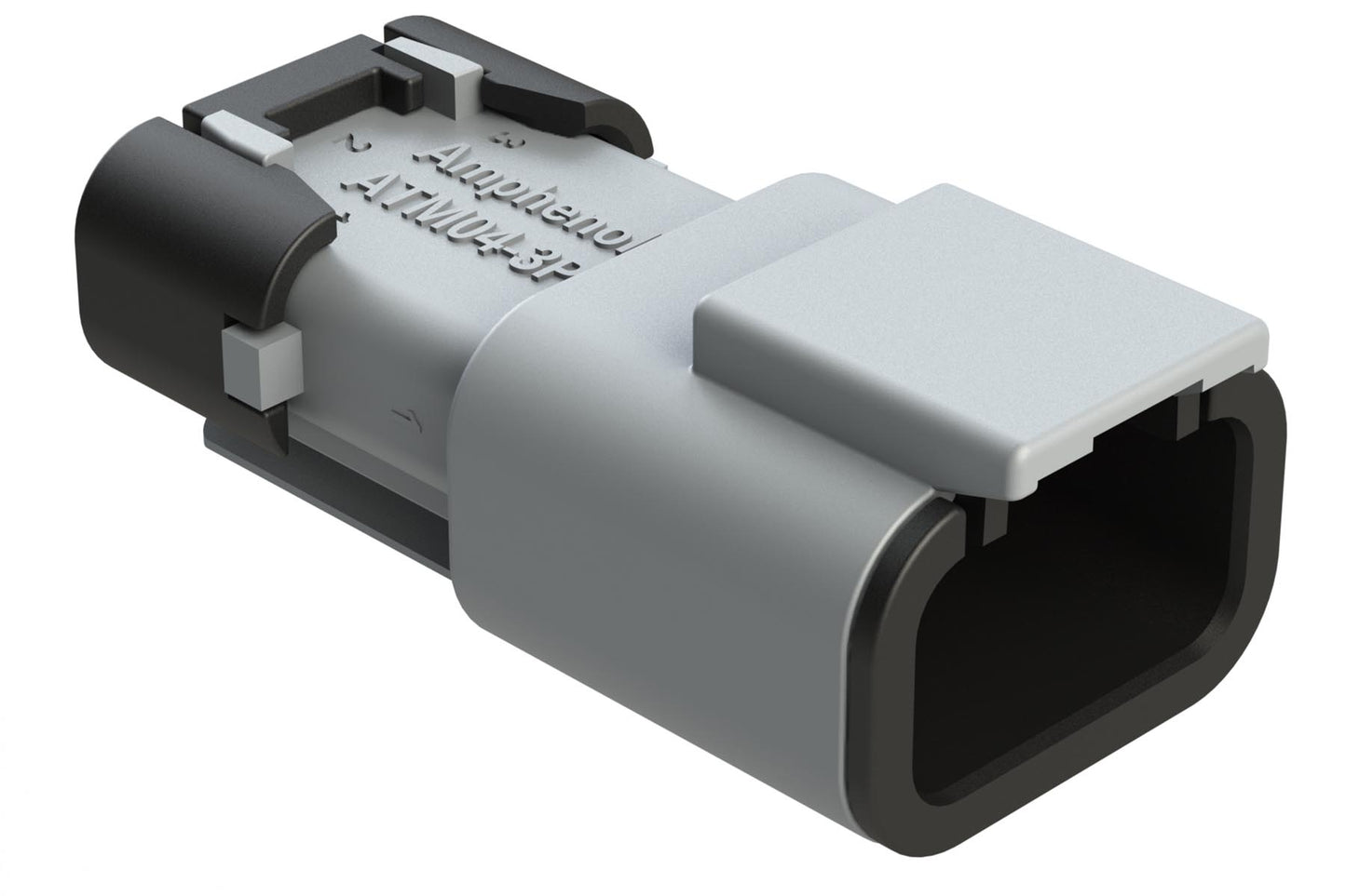 ATM04-3P-SF01 3 Position Receptacle, Pin, Snap-Fit End Cap, Grey. DTM04-3P-E003