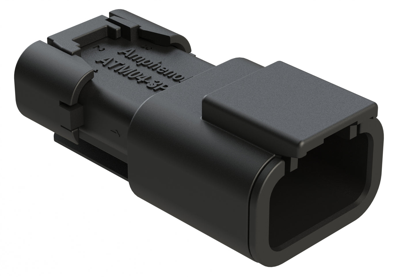 ATM04-3P-SF01BLK 3 Position Receptacle, Pin, Snap-Fit End Cap, Black. DTM04-3P-E005