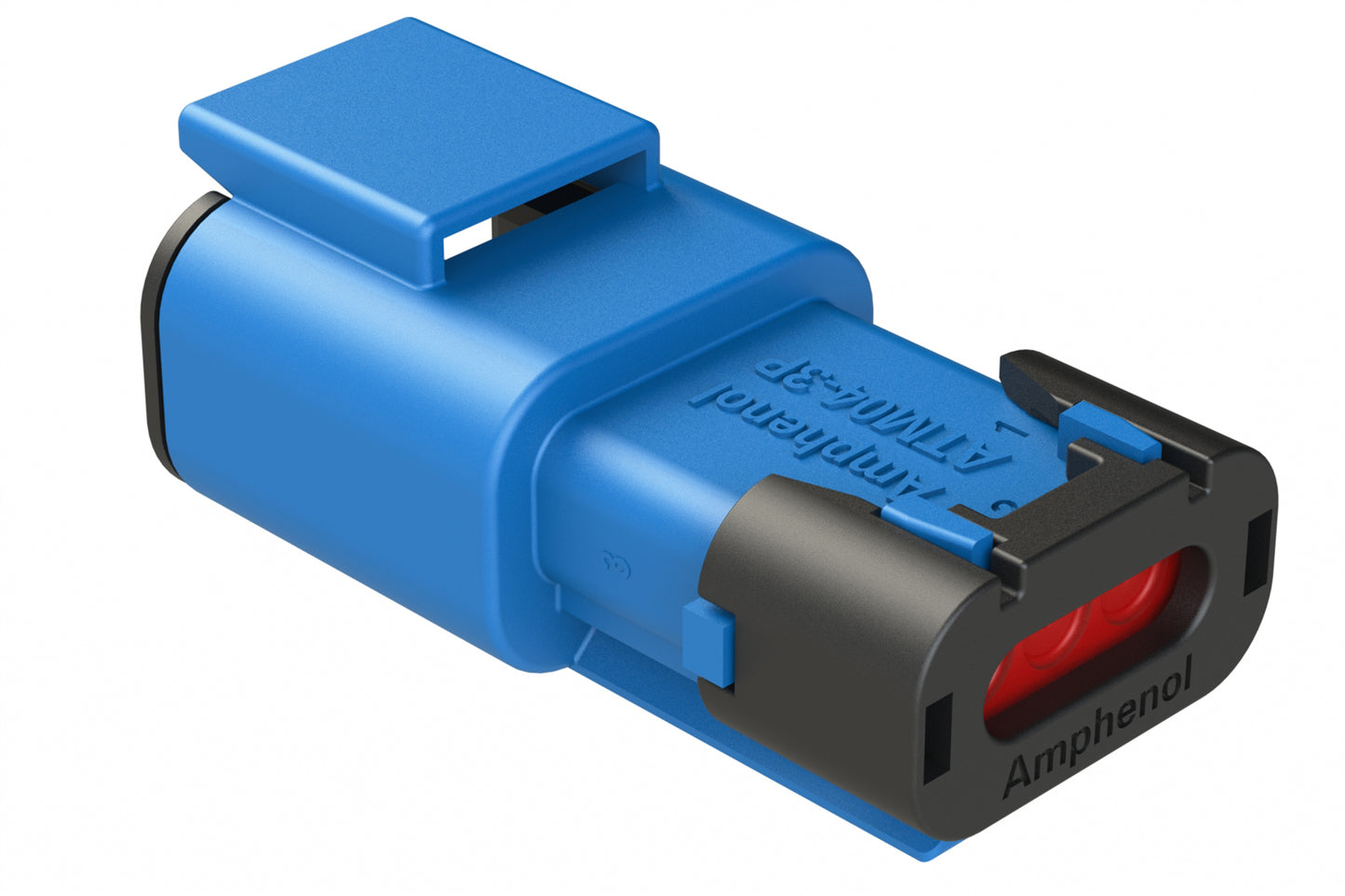 ATM04-3P-SF01BLU 3 Position Receptacle, Pin, Snap-Fit End Cap, Blue