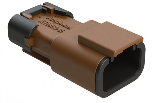 ATM04-3P-SF01BRN 3 Position Receptacle, Pin, Snap-Fit End Cap, Brown