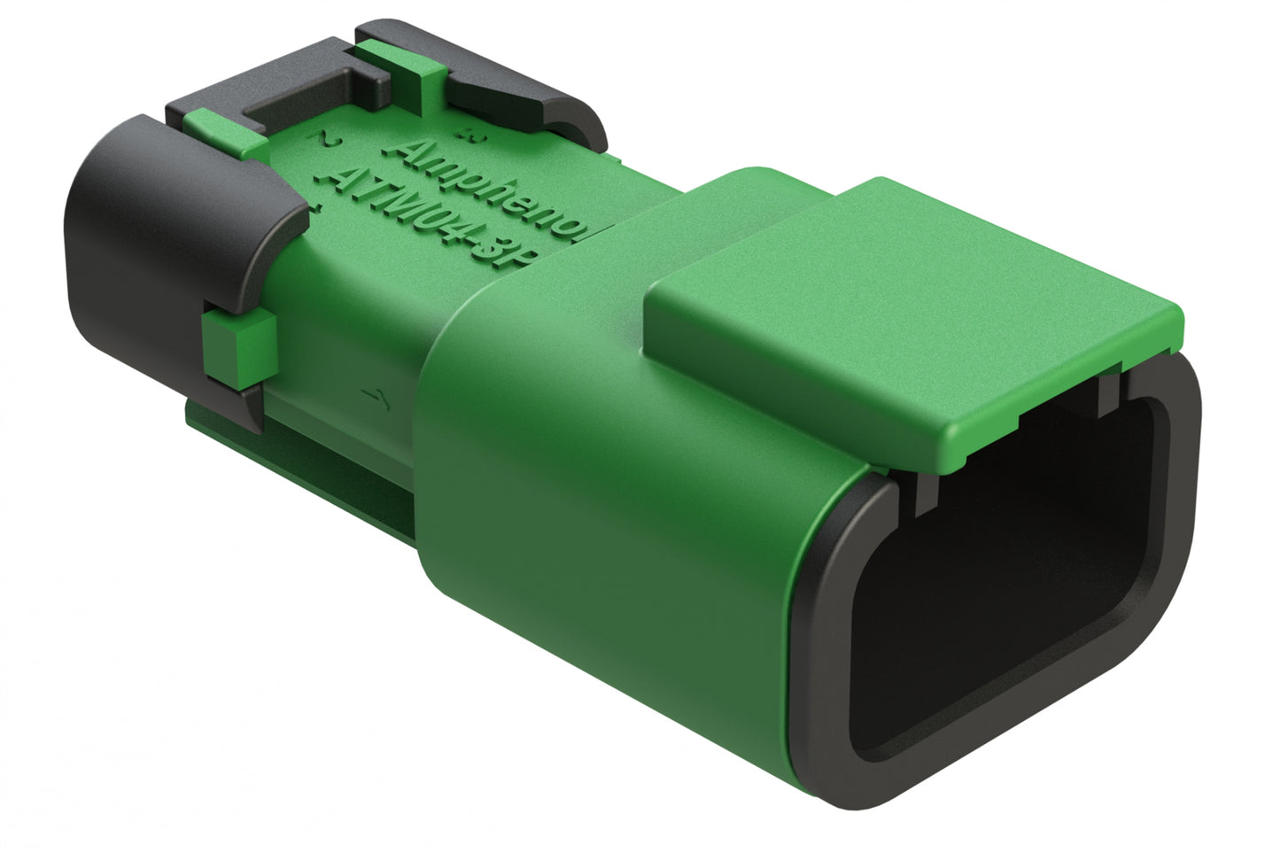 ATM04-3P-SF01GRN 3 Position Receptacle, Pin, Snap-Fit End Cap, Green